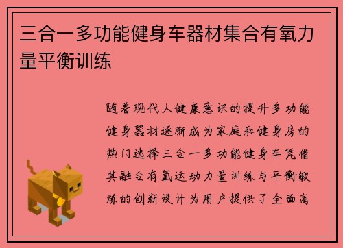 三合一多功能健身车器材集合有氧力量平衡训练