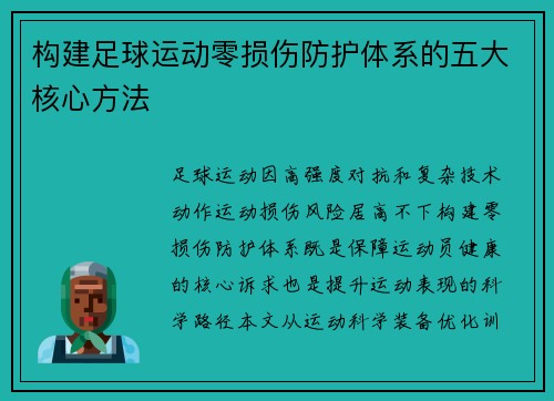 构建足球运动零损伤防护体系的五大核心方法