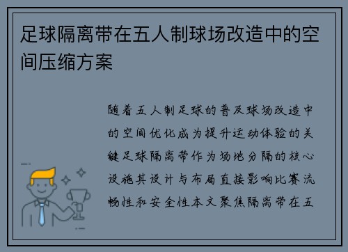 足球隔离带在五人制球场改造中的空间压缩方案